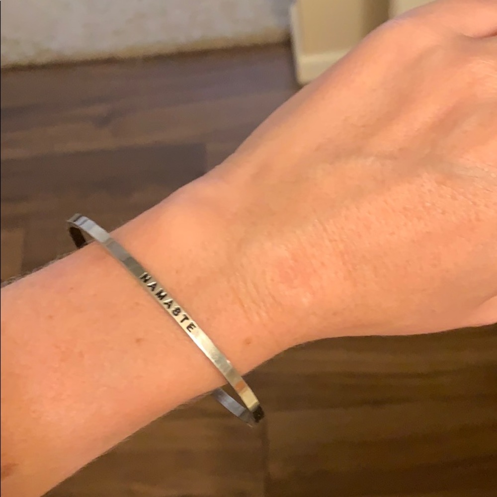 Silver Namaste MantraBand Bangle